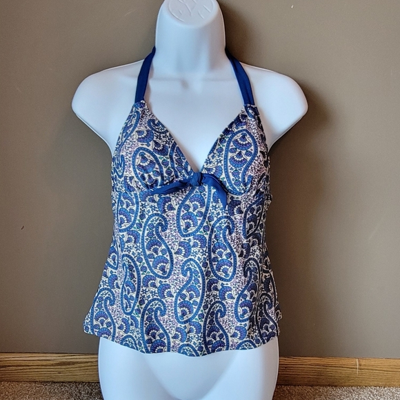 Converse Tankini Summer Swimsuit Paisley Top Blue Size Small - Picture 2 of 12